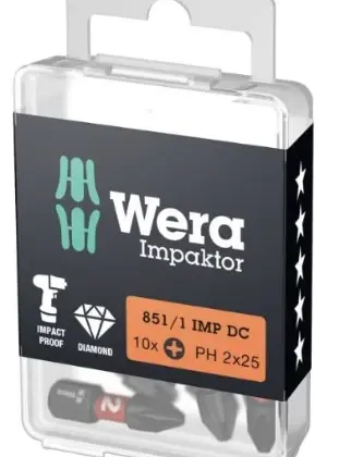 Wera WER05057616001 Wera 851/1 IMP DC PH DIY Impaktor Bits - 2 x 25 mm DIY-Box - Doos van 10st