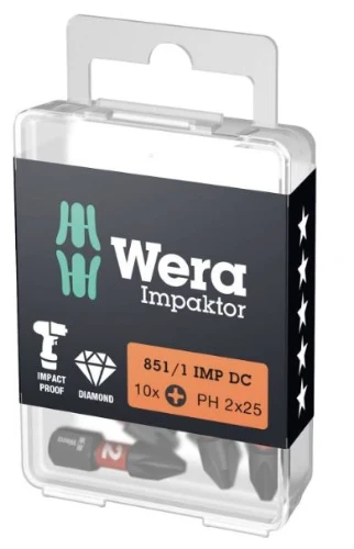 Wera 851/1 IMP DC PH DIY Impaktor Bits - 2 x 25 mm DIY-Box - Doos van 10st WER05057616001