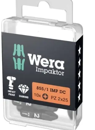 Wera WER05057621001 Wera 855/1 IMP DC PH DIY Impaktor Bits - PZ 2 x 25 mm DIY-Box - Doos van 10st
