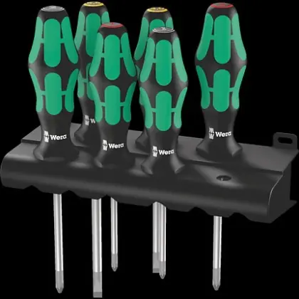 Wera WER05105622001 Wera 335/350/355/6 schroevendraaiers set gleuf/Ph/Pz + houder
