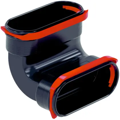 Zehnder Bocht rechthoekig luchtkanaal Zehnder ComfoFlat 138x51mm horizontaal 90° kunststof 51 990322200